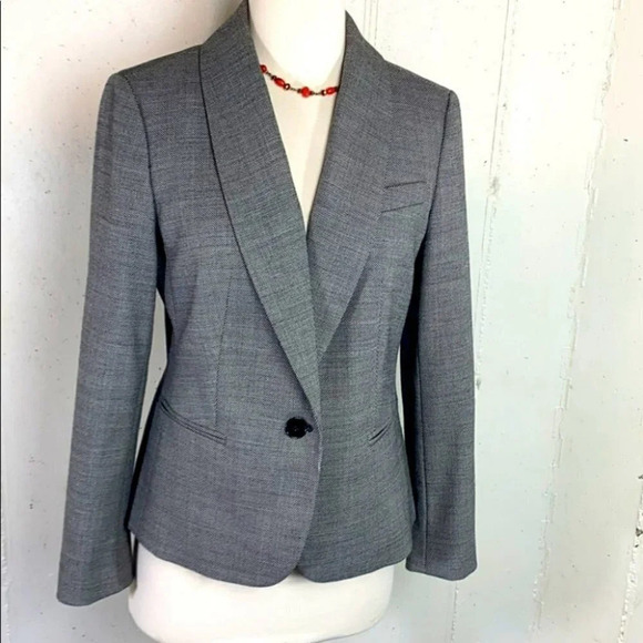 Talbots‎ blazer black/white textured print 1 button - Picture 1 of 7
